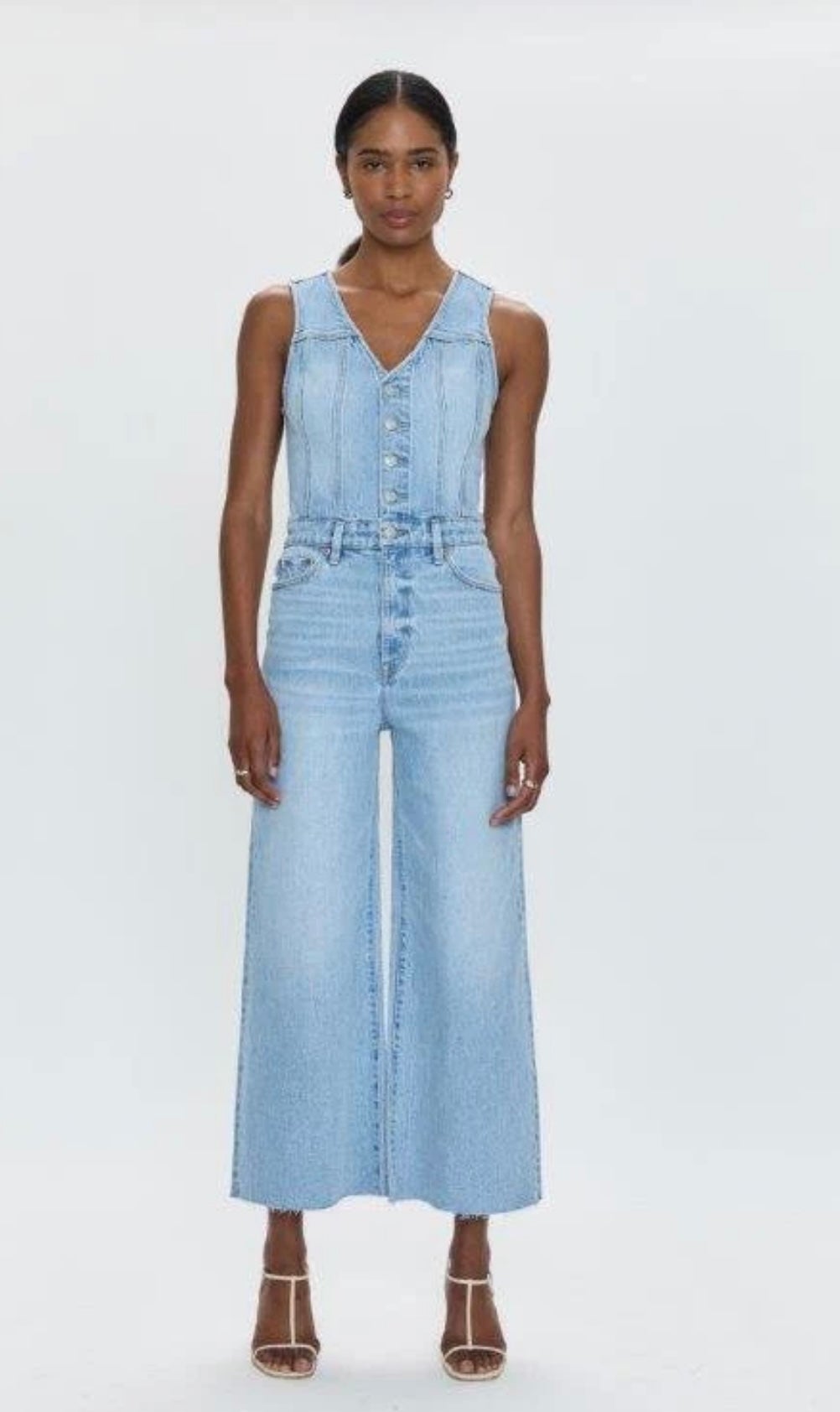 slim fit dress slacks Pistola Elle Denim Dress- Karat  Hand In Pocket